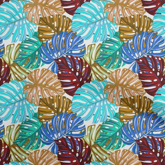 oneOone Polyester Spandex Sea Green Fabric Tropical Leaf Craft Projects Decor Fabric Printed By The Yard 56 Inch Wide