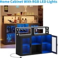 thumbnail image 6 of Homhougo Wine Bar Cabinet with Wine Rack Glass Holder Coffee Bar Storage Cabinet, Sideboard Freestanding Liquor Cabinet Bar for Home Kitchen Living Room, Office, Dining Room with LED Lights, 6 of 7