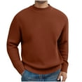 thumbnail image 3 of Stamzod Mens Sweater Solid Color Crewneck Long Sleeve Pullover Sweaters Casual Oversized Warm Sweater for Men Brown M, 3 of 9