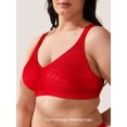 thumbnail image 3 of Wingslove Women's Plus Size Full Coverage Minimizer Bra Wirefree Non Padded for Everyday Comfort, Red 44H, 3 of 5