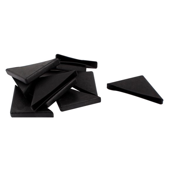 Unique Bargains 10 Pcs Antislip Plastic Triangle 8mm x 75mm Chair Foot Cover Furniture Corner Protector Balck