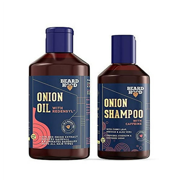 BEARDHOOD Red Onion Hair Oil & Shampoo Combo with Redensyl & Caffeine For Hairfall Control (Oil + Shampoo)