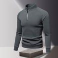 thumbnail image 5 of Spring Autumn Solid Color Men's Clothing Turtleneck Pullover Undershirts Zipper Long Sleeve T-shirt Office Lady Vacation Tops (Navy Blue,M(40-50)kg), 5 of 6