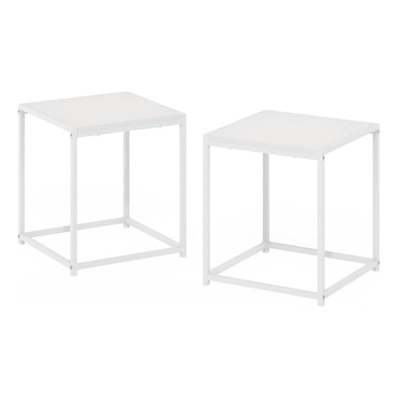 Pemberly Row Modern Living End Table in Solid White in Set of 2