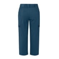 thumbnail image 4 of Stamzod Cargo Capri Pants for Women High Waisted Wide Leg Cropped Pants Dressy Casual Capris Trousers Navy L, 4 of 5