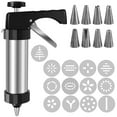 thumbnail image 1 of Cookie Press Tool with 13 Discs 8 Icing Tips Reusable Stainless Steel Dessert Decorator Kit Detachable Cookie Decoration Press Cookie Maker Press DIY Cake Decorating Tool Set for Kitchen, 1 of 10