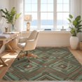 thumbnail image 3 of Design&I 3'x5' Washable Area Rug Low Profile & Durable Daily Traffic Ready Southwestern Diamond Lattice With Distressed Accents Vintage Boho Refined for Home Office, Hallway, 3 of 7