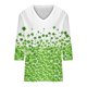 thumbnail image 5 of TaTaai Women St. Patrick's Day Fashion Print V-Neck 3/4 Sleeve T-Shirt Loose Casual Top Ladies Spring Holiday Street Wear Lightweight Breathable Non-See-Through No Fading Soft Top Gift, 5 of 5