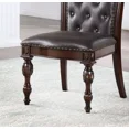 thumbnail image 5 of Espresso Leatherette Tufted Back 2pc Dining Chairs Brown Cherry Faux Wood Carved Kitchen Dining, 5 of 6