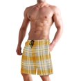 thumbnail image 2 of Dailycode Men's Quick Dry Swim Trunks Beach Shorts Casual Summer Board Shorts with Pockets, Amber Cream Plaid, 2 of 8