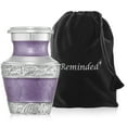 thumbnail image 4 of Reminded Small Cremation Keepsake Urn for Human Ashes, Lavender and Silver Miniature Memorial Urn with Velvet Case, 4 of 6