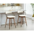 thumbnail image 4 of 26 Inch Modern Counter Height Bar Stools Set of 3, 360° Swivel Linen Upholstered Barstools with Wood  for Kitchen Island, 4 of 6