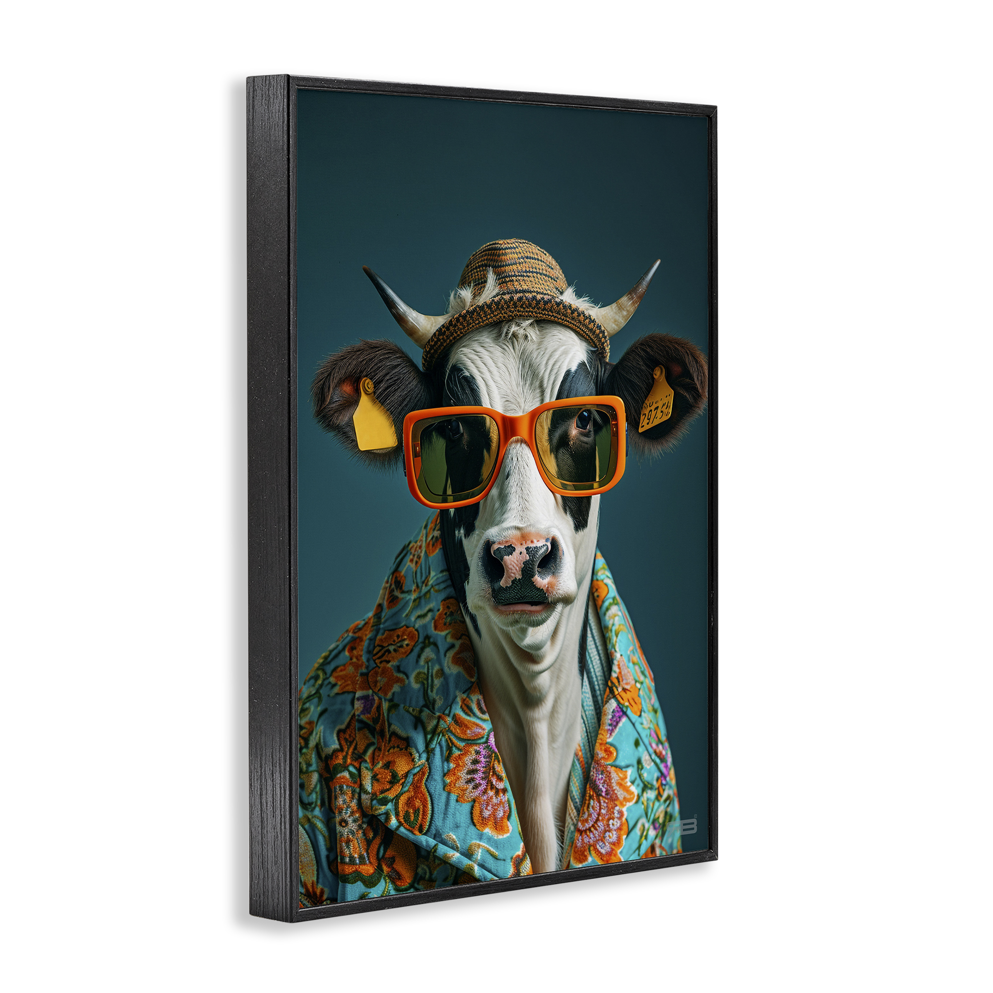 Stupell Industries Cool Trendy Cow Animals & Insects Painting Black Framed Art Print Wall Art, 12 x 18