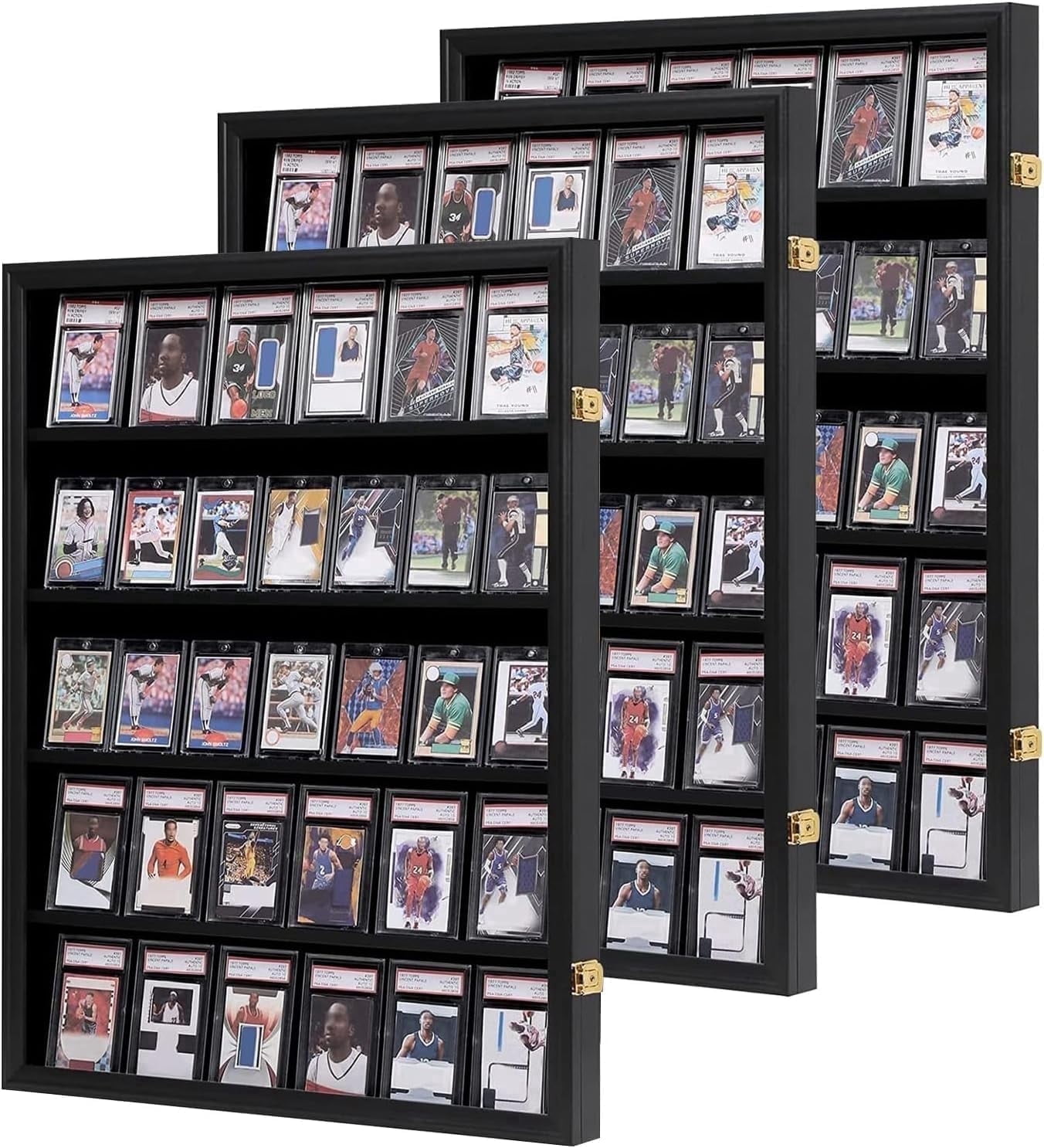 baseball card display case hobby lobby Amazon.com: Emfogo Card Display Case, 3 Pack Trading Card Display Frame  Wall Mount, Wooden Baseball Card Display Case with Clear View, Graded Sports  Card Display for Trading Card Collection (3 Pack-Black) :