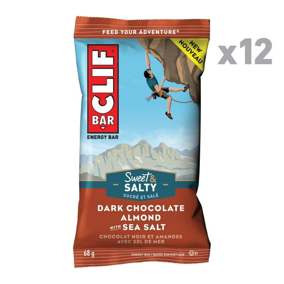 Clif Bar Sweet & Salty Dark Chocolate Almond with Sea Salt Energy Bars, 12 x 68 g