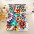 thumbnail image 5 of Erosebridal Colorful Bohemian Flowers Queen Sheet Sets,Vintage Boho Exotic Style Bed Set For Adults 4 Pieces, 5 of 6