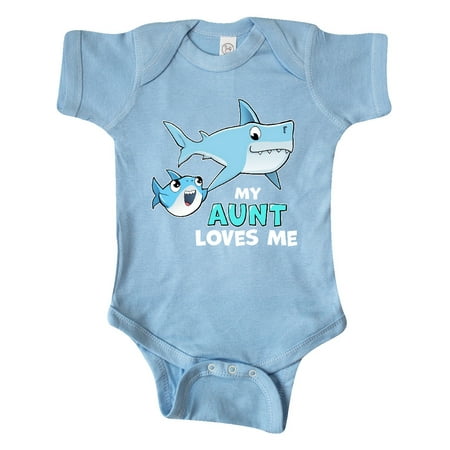

Inktastic My Aunt Loves Me with Cute Sharks Gift Baby Boy or Baby Girl Bodysuit