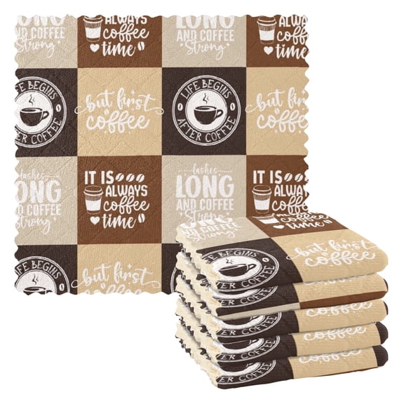 Theme Coffee Kitchen Cloth Dish Towels for Drying Washing Absorbent Dish Rags Reusable soft kitchen dishcloth set 6 Pack
