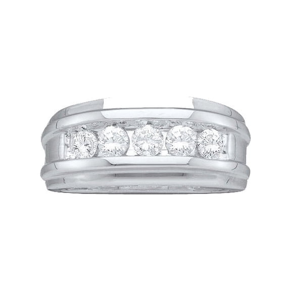 14k White Gold Round Diamond Mens Channel-set Classic Fine 7mm Wedding Band 1/4 Cttw