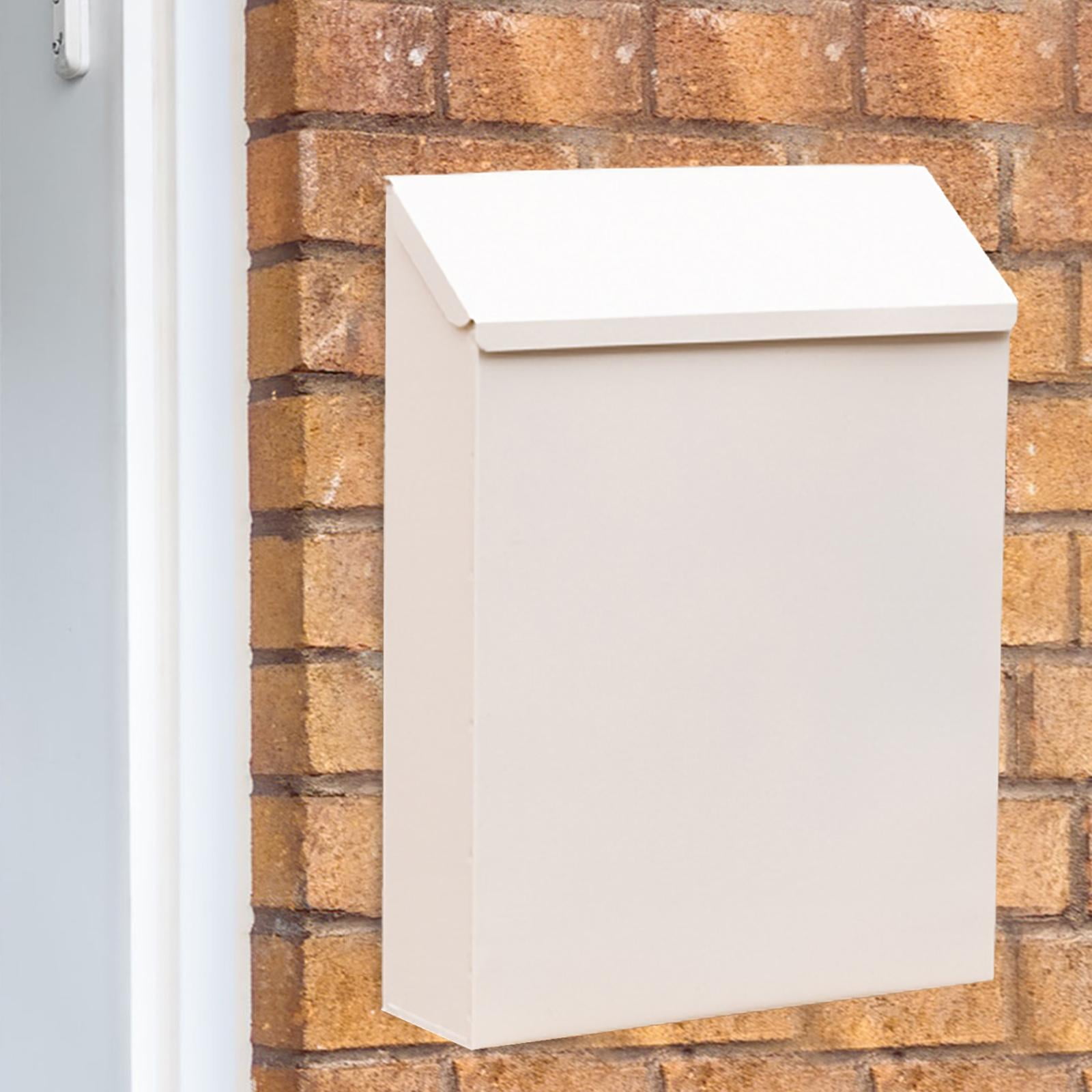 Baoblaze Drop Box with Lock Decorative Rainproof Letter Box Wall Mounted Mailbox for Home white