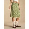 thumbnail image 6 of Green Polka Dot Mesh Wrap Midi Skirt, Casual Retro Style, 6 of 6