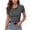 Gray, variant on Womens Fitted Tops Cowl Neck Short Sleeve Solid Color Ruched Slim Shirts Office Work Wear Blouses