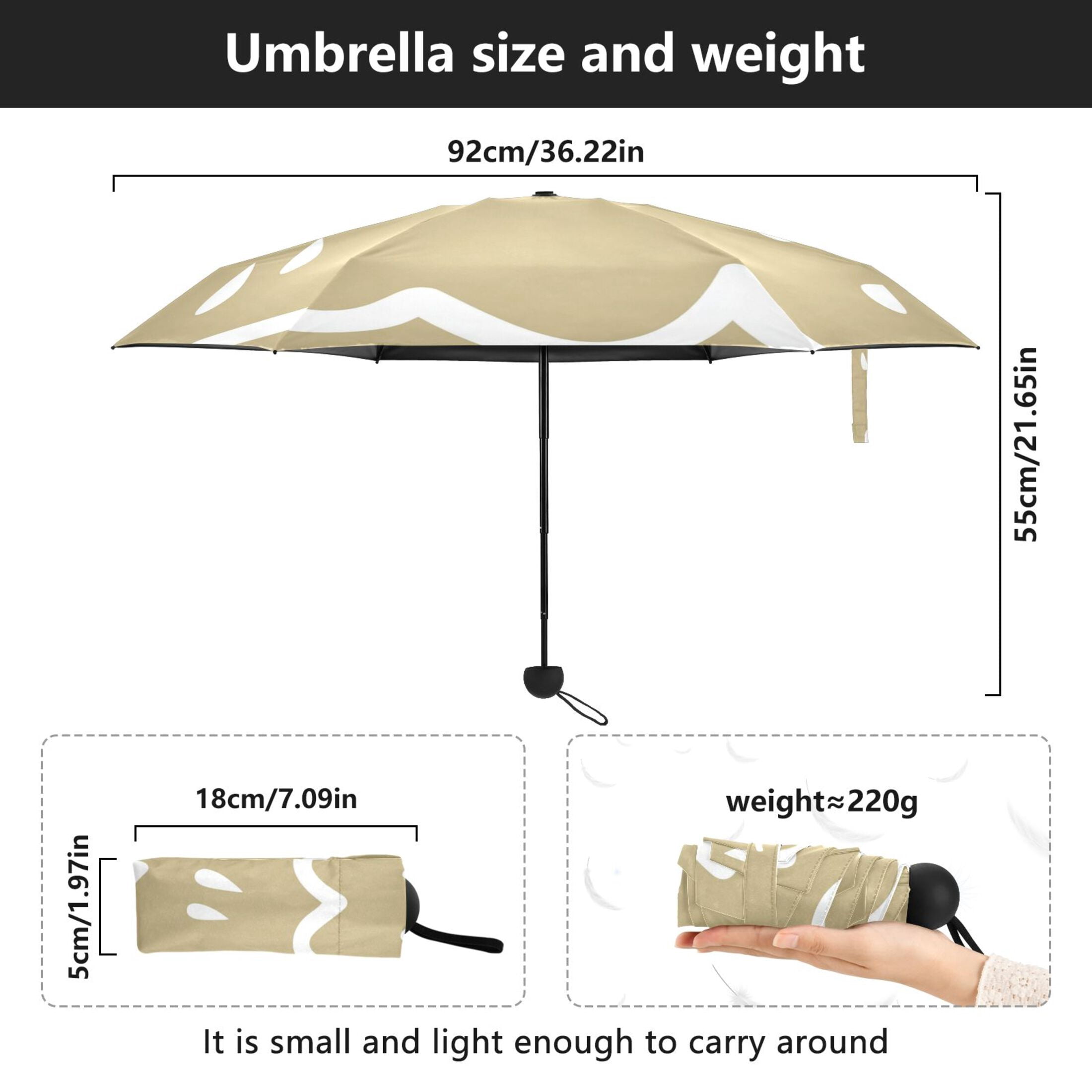 Abstract Rain Scene Umbrellas for Sun Auto Open Close UV50+ Waterproof 5-Fold Compact Fiberglass Frame