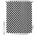 thumbnail image 2 of Black White Plaid Waterproof Fabric Shower Curtain,Modern Buffalo Check Gingham Art Waterproof Fabric Shower Curtain for Bathroom Curtains Bathtubs Hotel Shower Curtains with 12 Hooks Long 72x78in, 2 of 8