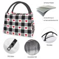 thumbnail image 4 of Yiaed Heart Black Buffalo Plaid Gingham Print Lunch box lunch bag Portable Insulated Lunch Box for Women Men Cooler Tote Bag with Front Pocket for Work Picnic Travel, 4 of 6