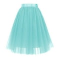 thumbnail image 5 of Tulle Skirts for Women Elastic Waist Lace Up Bow Knee Length Layered Mesh Flowy A Line Tutu Skirts Puffy Skirt Fairy Skirt, 5 of 6