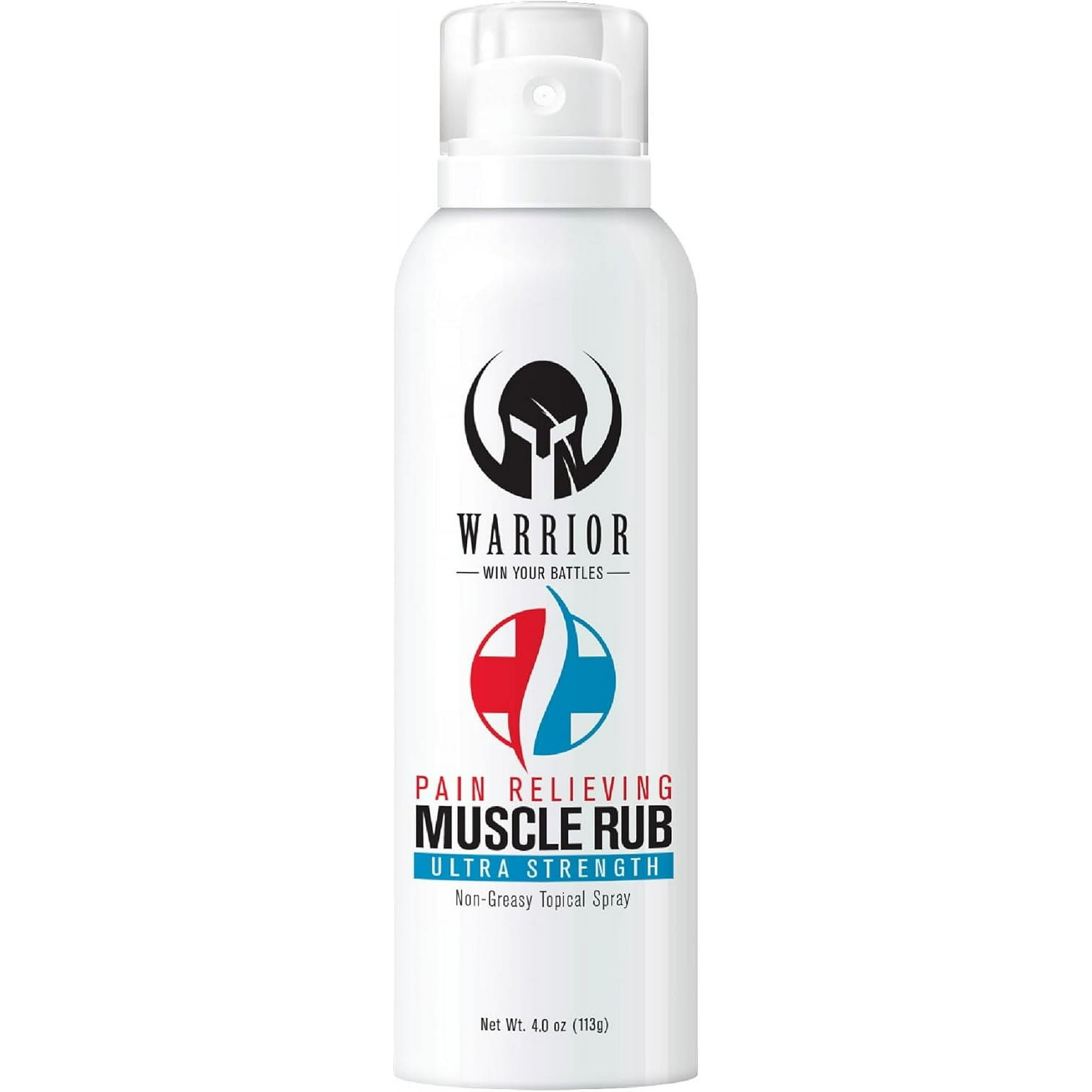 Warrior Ultra Strength Muscle Rub Continuous Spray - Temporary Back Pain Relief Spray with Menthol - Non-Greasy Formula for Muscle & Joint Pain Relief - 4.0 oz