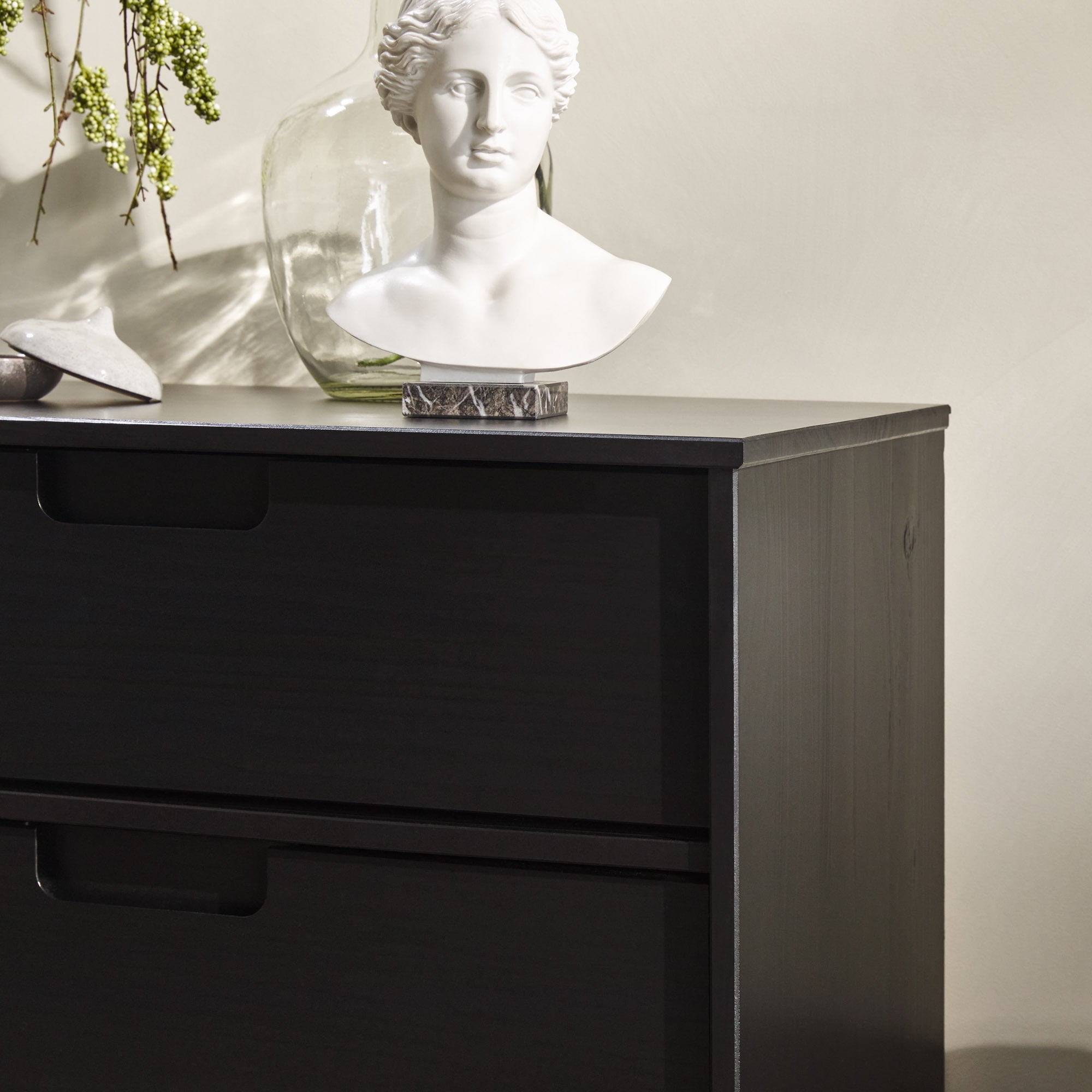 Walker Edison Mid-Century Modern 6-Drawer Solid Wood Dresser, Black