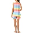thumbnail image 3 of INSPIRE CHIC Women's Pajama Sets Tank Tops with Shorts Colorful Stripe Lounge Outfits with Pockets M Pink, 3 of 6