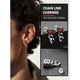 thumbnail image 4 of FaithHeart Earrings for Men with Drop Cuban Chain Red Cubic Zirconia Stud Earrings for Men Women Stainless Steel Hypoallergenic Cool Punk Fashion Jewlery Gift for Rapper Biker, 4 of 6