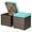 Turquoise, variant on DORTALA 2 Pieces Patio Wicker Ottomans, Outdoor PE Rattan Side Table with Storage Cabinet, Cushions, Foot Rest for Couch, Chair, White