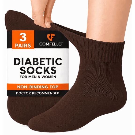 Comfello Circulatory Diabetic Ankle Socks for Men & Women – 3-Pack – Non-Binding, Extra Wide Moisture Wicking Cotton Socks