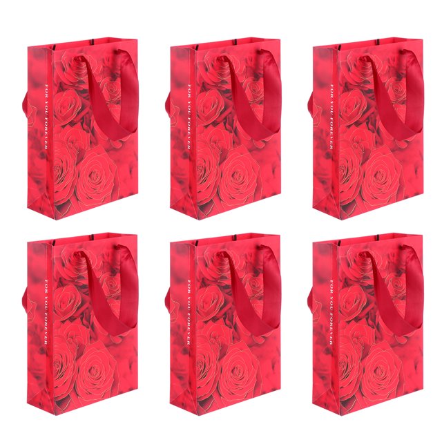 Bolsa de regalo de San Valentín de 6 uds., bolsa de regalo de papel, bolsa de papel portátil, bolsa de embalaje de rosas HOMEMAXS 9494411-MX
