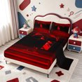 thumbnail image 2 of meiyoeat Red Black Monogram L King Sheets For Boys,Gradient Initial Print Bedding,4-Piece1 Flat Sheet, 1 Fitted Sheet And 2 Pillowcases, 2 of 6