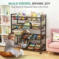 thumbnail image 7 of 4-Tier Snack Cart with Wheels, 29''W Toy Storage Organizer, Rolling Pantry Storage Cart with 10 Wire Baskets & Handle,Adjustable Metal Snack Rack, Kitchen Organizer for Fruit, Vegetables(Black), 7 of 7