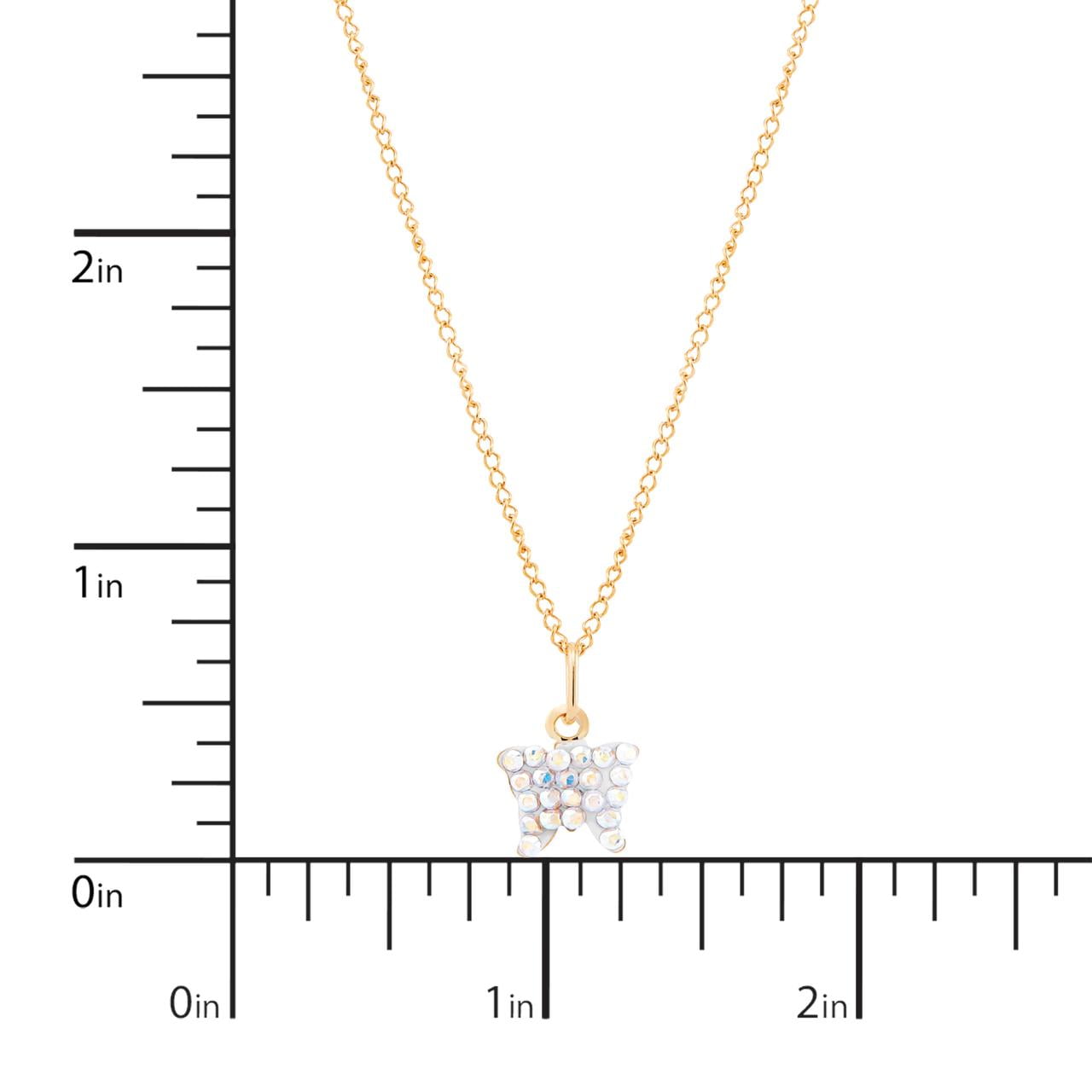 Brilliance Fine Jewelry Aurora Borealis Crystal Butterfly in 10K Yellow Gold on Gold Filled Chain Necklace, 13"