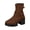 Brown, variant on Black Women'S Mid-Calf Boots Belt Buckle Round Toe Boots Pu Chunky Heel Fall Winter Fashion Trend Ankle Boots For Casual Outdoor