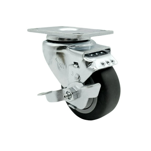 3 Inch SS Thermoplastic Rubber Swivel Top Plate Caster with Brake Service Caster