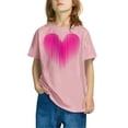thumbnail image 2 of Kaemgyyd Toddler Girls Cotton Shirt Casual Solid Plain Crew Neck Short Sleeve Tees Casual Trendy Heart Tees 3-10 Years, 2 of 4