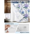 thumbnail image 3 of No Hook Shower Curtain with Snap in Liner,Hydrangea Flower Eucalyptus Leaf Waterproof Bath Curtain Double Layers with See Through Top Window,Blue Floral Watercolor Hotel Shower Curtains 72x72in, 3 of 9