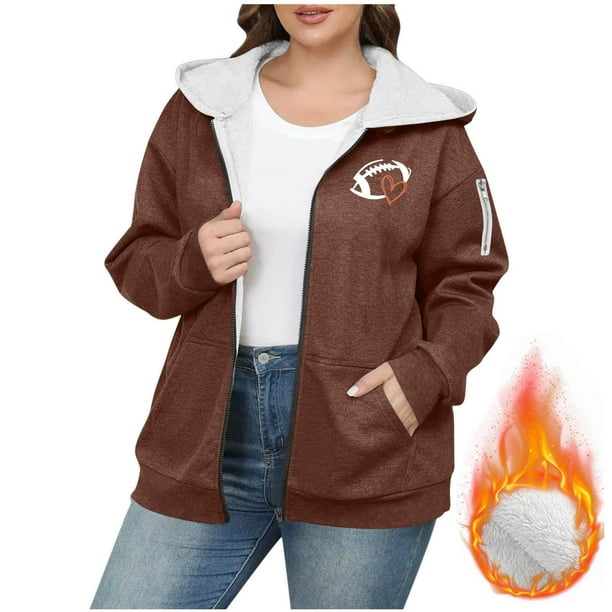 Suéter de manga larga con capucha y chaquetas informales para mujer, moda de talla grande, color liso, con cremallera y capucha, suéter grueso de terciopelo, hombros caídos, blusa de poliéster para mu