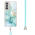 thumbnail image 3 of Allytech Moto Edge 20 Case, Luxury Marble Pattern Rubber TPU Shoulder Strap Lanyard Drop Protection Anti-scratch Shock-absorbing Back Cover Case for Motorola Moto Edge 20, Green, 3 of 4