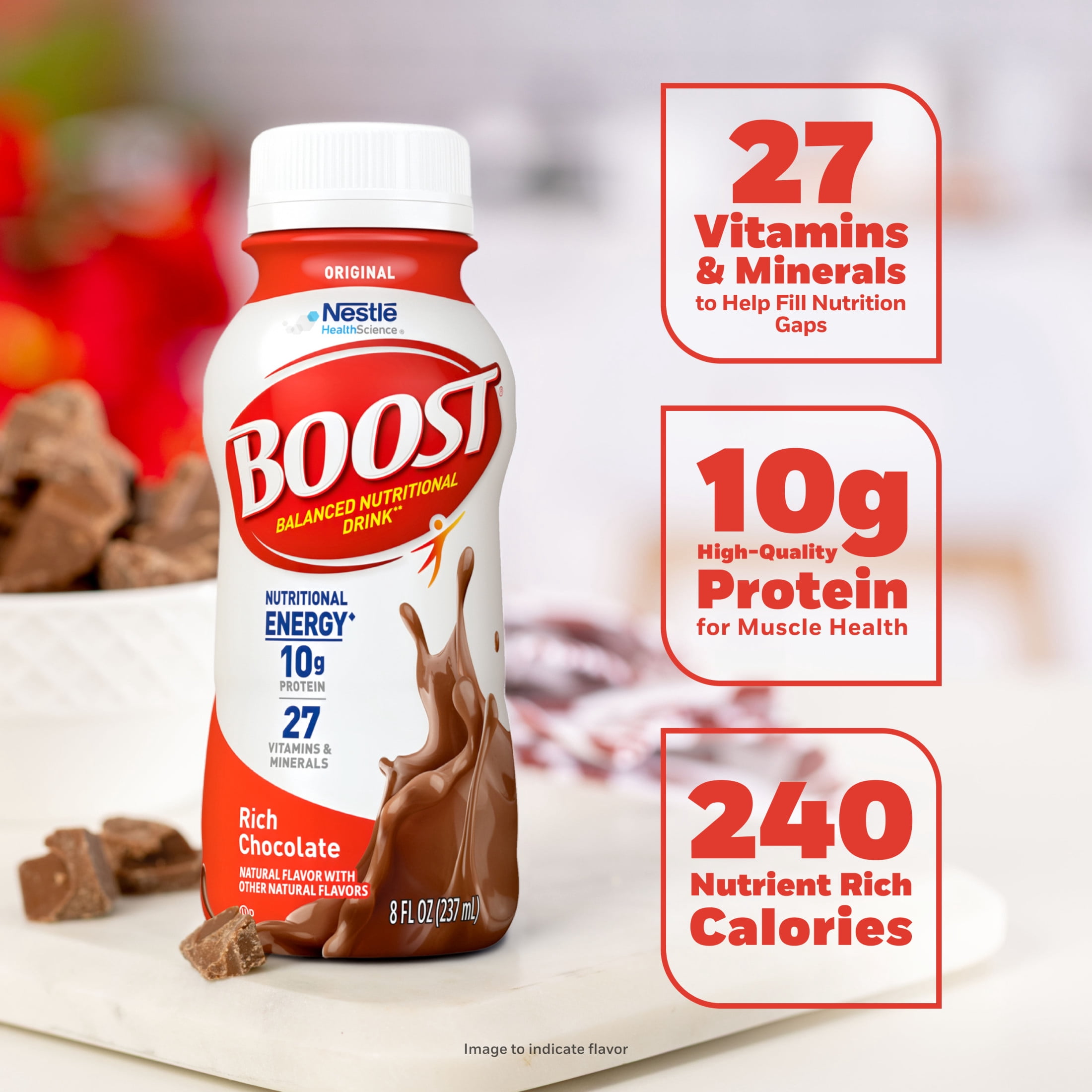 BOOST Original Balanced Nutritional Drink Protein Shakes, Rich Chocolate, 8 fl oz, 24 Pack