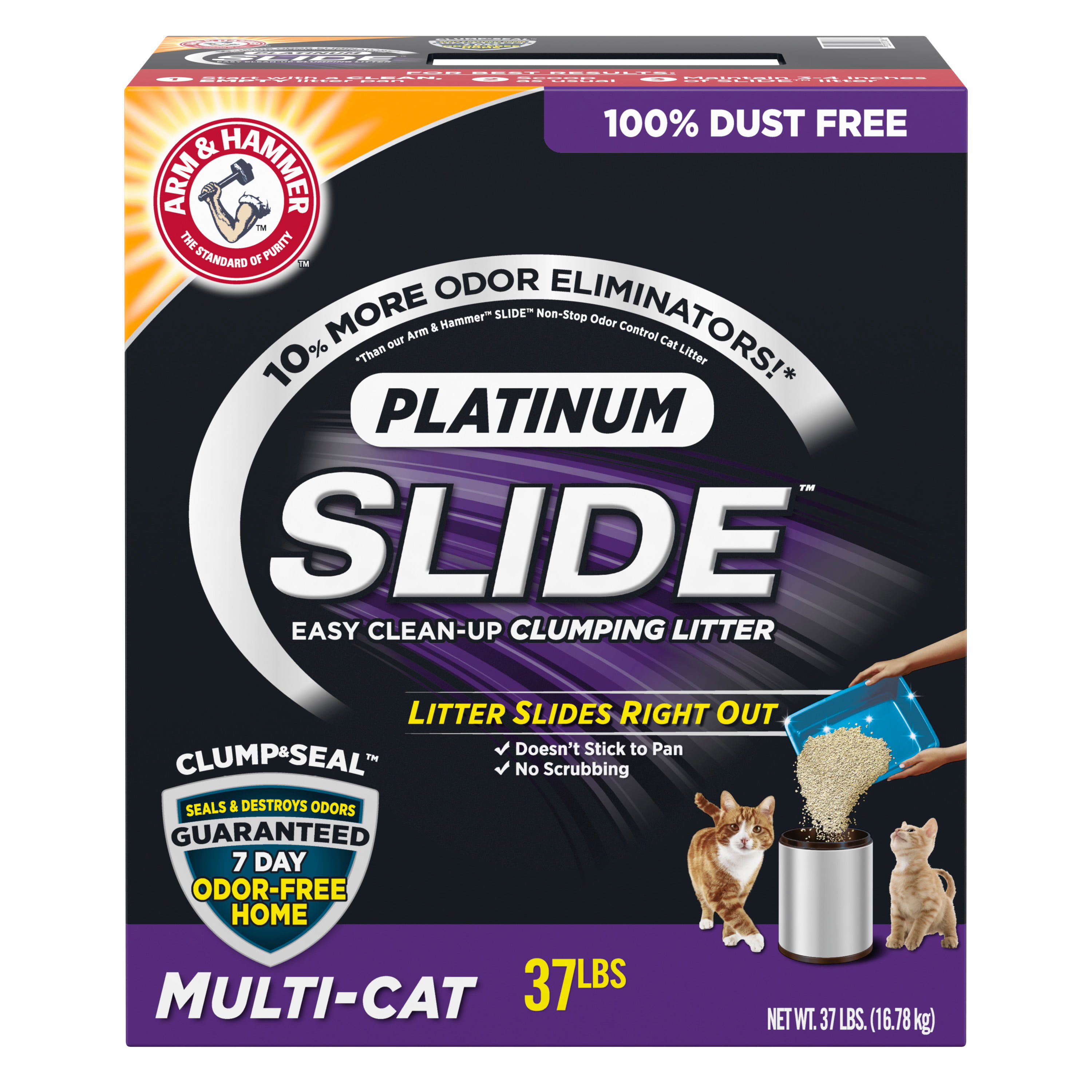 Arm & Hammer Platinum SLIDE Easy CleanUp Clumping Cat Litter, Multi
