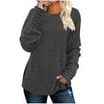 thumbnail image 2 of ClodeEU Womens Soft Long Sleeve Crewneck Shirts ,Fall Casual Loose Fit Knit Tops Blouses ,Fall Sweaters Curved Hem Gray,Womens Plus L, 2 of 7