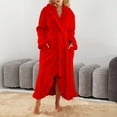 thumbnail image 4 of Hvyesh Women Hooded Plush Robe Soft Warm Fleece Bathrobe Fluffy Cute Long Sleeve Ruffle Bath Robe, 4 of 8